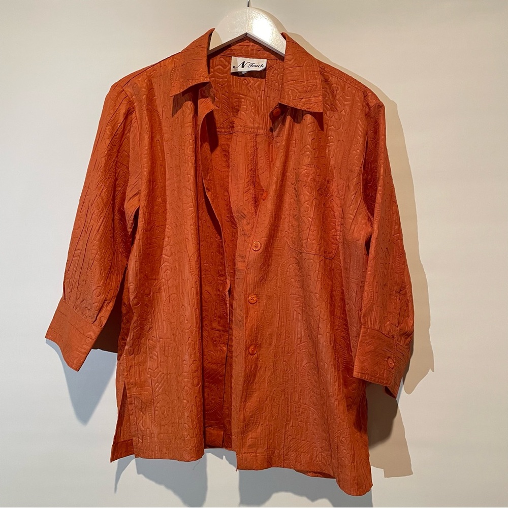 Vintage Orange Button Up Mid-sleeve shirt